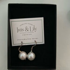 Iris and Lily Sterling Silver Freshwater Pearl Earrings
